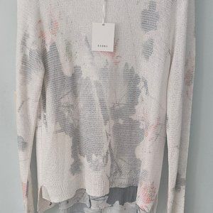 Sioni -  Floral Print Knit Chiffon Sweater.